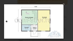 Проект дома из бруса 6х8 м с крыльцом 1,5х1,8м