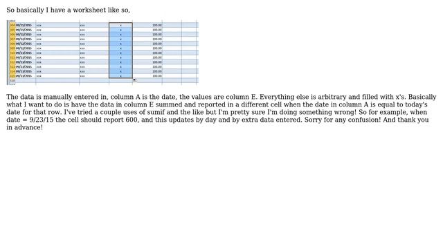 Excel 07: Sum Cells of Column B By Date in Column A And Report To Cell C