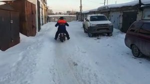 Зимой по снегу на Harley Davidson FL 1200 56 года Panhead в Челябинске
