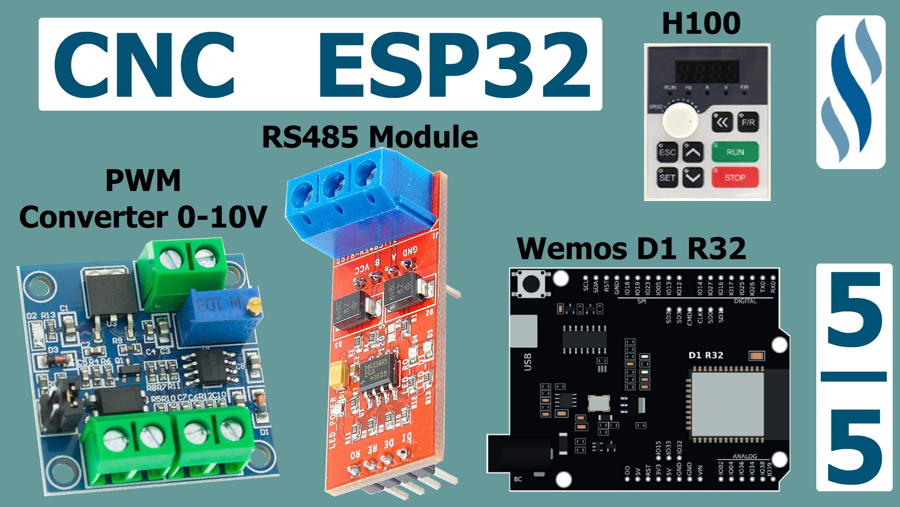 (Перенесено с ютуба) 5/5 Пр. частоты H-100, PWM0-10v, RS485, Wemos D1 R32+CNC_Shield, 3.5.0.