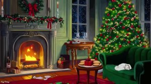 1950's vintage christmas with oldies playing in another room (crackling fireplace)