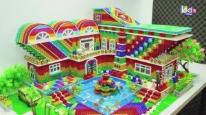 Магнитные шарики - Постройте Домик С Радужной Горкой И Прудом С Рыбками С помощью Магнитных Шариков