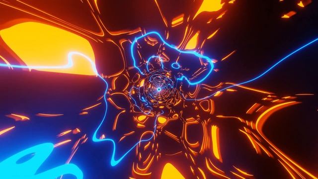 VJ LOOP NEON Blue Golden Tunnel Abstract Background Video Simple Lines Pattern 4k Screensaver смотреть онлайн