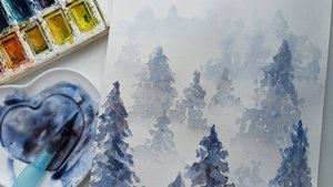 Рисуем лес в тумане.