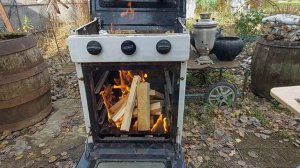 Простая печь на дачу. Из газовой плиты. Печка для дачи.