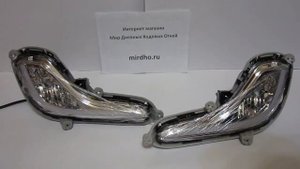 Противотуманные фары с ДХО для Hyundai Solaris 2011-2014. ПТФ с ходовыми огнями Хендай Солярис
