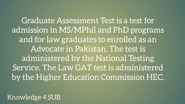 What is GAT || Graduate Assessment Test