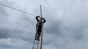 Новая линия электропередачи. Тянем новую линию. Монтаж линии 220В.