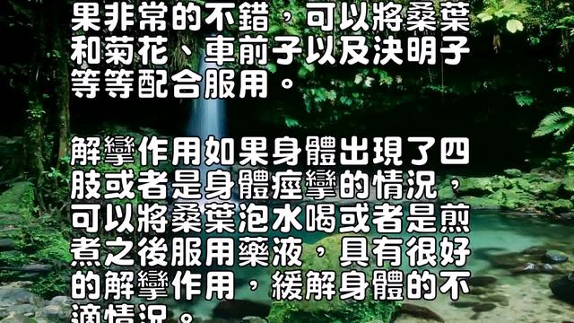 桑葉的作用與功效降低血壓疏散風熱與抗病原微生物的功效
