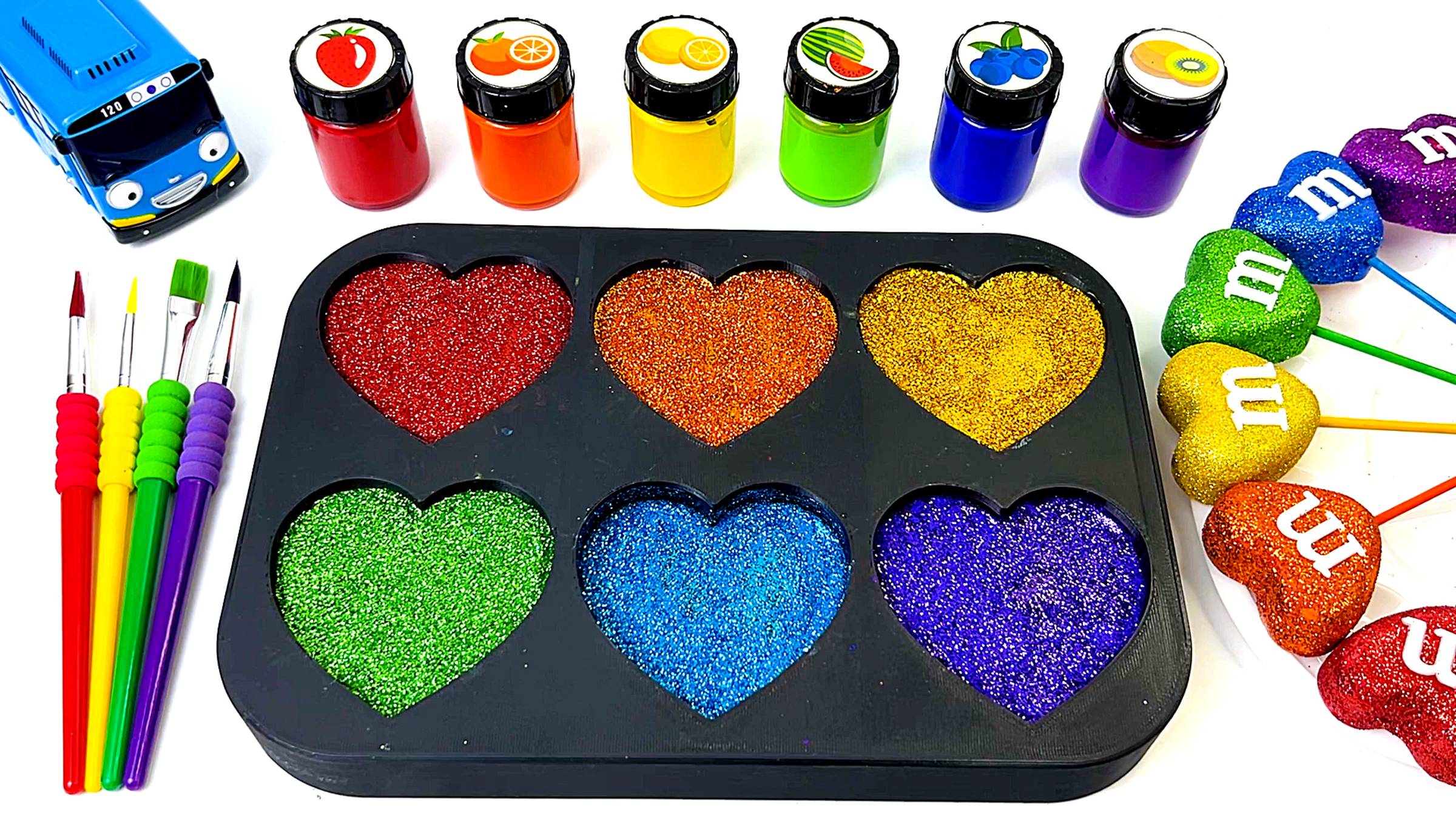 Любимые мультики АСМР для самых маленьких. Сердечки из слайма. Игрушки развивающие. смотреть онлайн