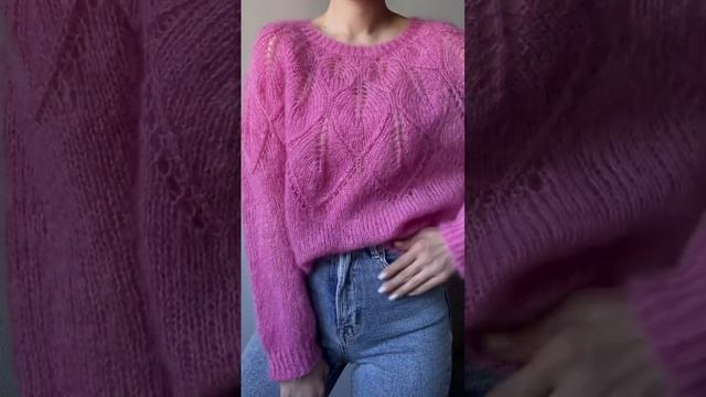 Джемпер круглая кокетка спицами, ажурный джемпер. МК www.house-yarn.ru