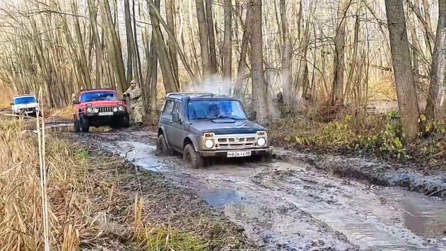 Оффроад страдания трёх нив в грязи