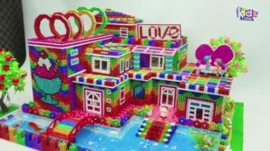 Магнитные шарики - Домик Для Любителей Мороженого С Мостиком Через Пруд Из Магнитных Шариков