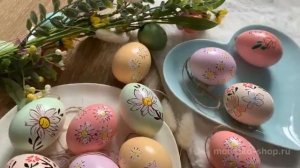 Декоративные пасхальные яйца ЦВЕТОЧНЫЙ ЭТЮД, подарочный набор, 6 см (упаковка 12 шт.), 808281