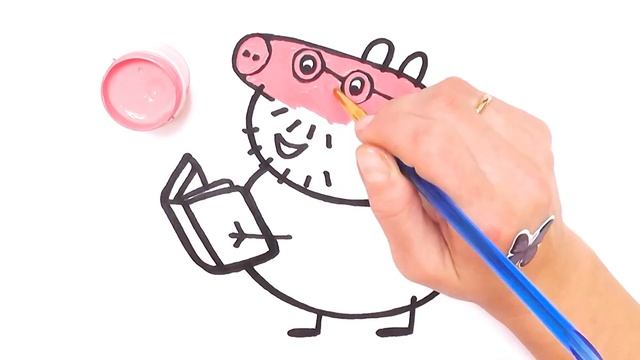 Как нарисовать Папу Свина из мультика Свинка Пеппа / How to draw daddy pig for kids смотреть онлайн