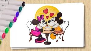 Рисунок ко Дню влюблённых_Рисуем влюбленных Микки Маус Valentine's day _ Mickey Mous