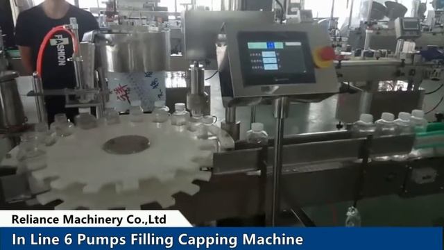 6 piston pump Disinfection water filling capping machine, 200ml-500ml liquid filler, RELIANCE