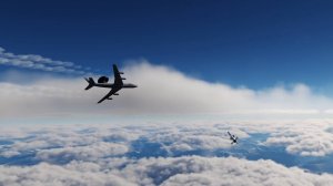 МиГ-29. Пуск ракеты Р-77 по самолёту ДРЛО противника.