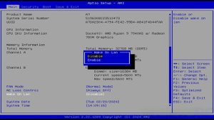 GEEKOM A7 mini PC AMD Ryzen 9 7940HS - BIOS