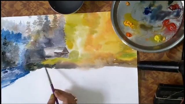 landscape |watercolor Painting |paintingtutorials |easy landscape painting смотреть онлайн