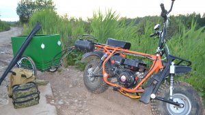 Еду с рыбалки домой на мотовездеходе скаут сафари 3 bigfoot с прицепом, нагрузка 250кг.
