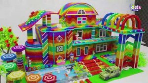 Магнитные шарики - Постройте Мега-Дом С Изогнутой Крышей и Бассейном Из Магнитных Шариков