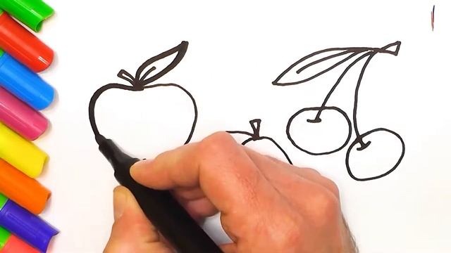 Как нарисовать фрукты для детей / Рисуем яблоки и груши / How to draw fruit drawing for kids смотреть онлайн