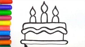 Как легко нарисовать праздничный торт на День Рождения / How To Draw Easy Birthday Cake For Kids