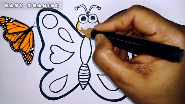 Beautiful Butterfly drawing | Glitter butterfly drawing for kids@EasyDrawingKIDS смотреть онлайн