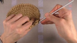 Корзинка косая ёлочка из джута крючком