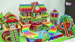 Магнитные шарики - Постройте Двойную Гигантскую Горку Для Королевского Дворца С Озером Из Магнитных
