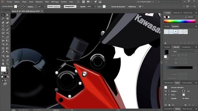 NEVER SEEN ON ILLUSTRATOR !!! Realistic Kawasaki Motorcycle drawn in Adobe Illustrator смотреть онлайн