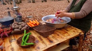 Kənd Həyatı.  Hinduşka Plovu, Outdoor Cooking,