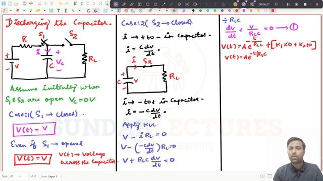 DISCHARGING A CAPACITOR IN TRANSIENT ANALYSIS:  LECTURE: 67