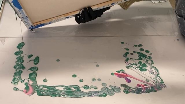 Acrylic pearl pour "Happy Mother's Day", Acrylic pour w/satin enamel. Acrylic pouring abstract art.