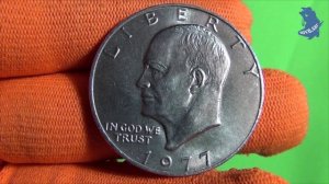 50 центов 1977 года . США  Kennedy Half Dollar. Без отметки монетного двора .Регулярный выпуск. #546