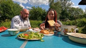 #mukbang #мукбанг Окрошечка на природе Вконце обзор деревни для СВОИХ