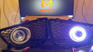 Линзованные противотуманные фары с ангельскими глазками для KIA Sportage 2 2008-10