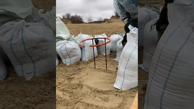 В Анапе на пляже кулибины сварили вот такую удобную штуку для заполнения мешков