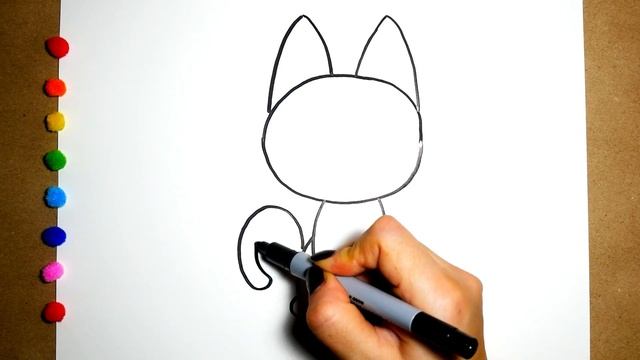 How to Draw a Cat easy step by step - Как нарисовать Кошку Просто | Раскрашка ТВ смотреть онлайн