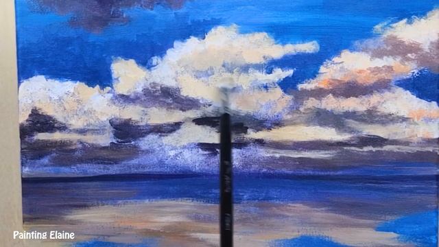 Acrylic Painting #52 / Landscape Painting Tutorial /Sea Train  in Water