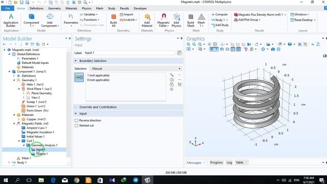 Induction Heating In A Spiral Coil Simulation Applying COMSOL.