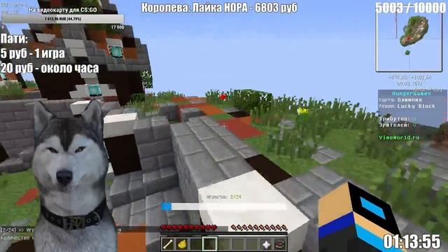 VIMEWORLD С ГОВОРЯЩИМ ХАСКИ | РОЗЫГРЫШ НА 5000 ПОДПИСЧИКОВ СТРИМ С СОБАКОЙ | #GAME #MINECRAFT смотреть онлайн