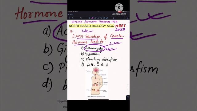 Ans 25 | Growth hormone | NCERT based biology MCQ #neet #neetmotivation #neet2023 #neetexam #biolog