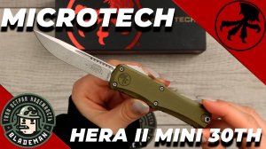 Нож Microtech Hera II Mini 30th Anniversary, Stonewash, M390, Aluminium OD Green, 1703M-10