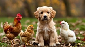 Курочка и щенок