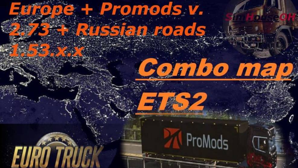 Сборка карт Europe + Promods v 2 73 + Russian roads 1 53.x.x  Moza R5 Wheel and Pedals