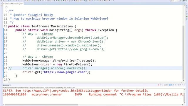P19 - How to maximize browser window in Selenium WebDriver | Selenium | Java |