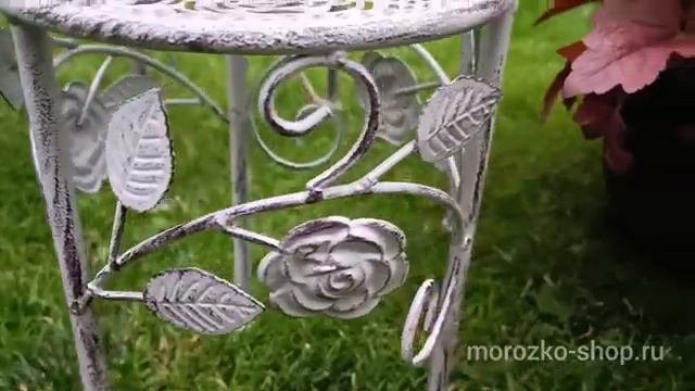 Кованые подставки для цветов ФЛОРИС, металлические, белый антик, 28-38 см, набор - 3 шт., 2024363