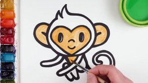 Рисование блестками! Обезьянка - живопись для детей развивает творческие способности детей